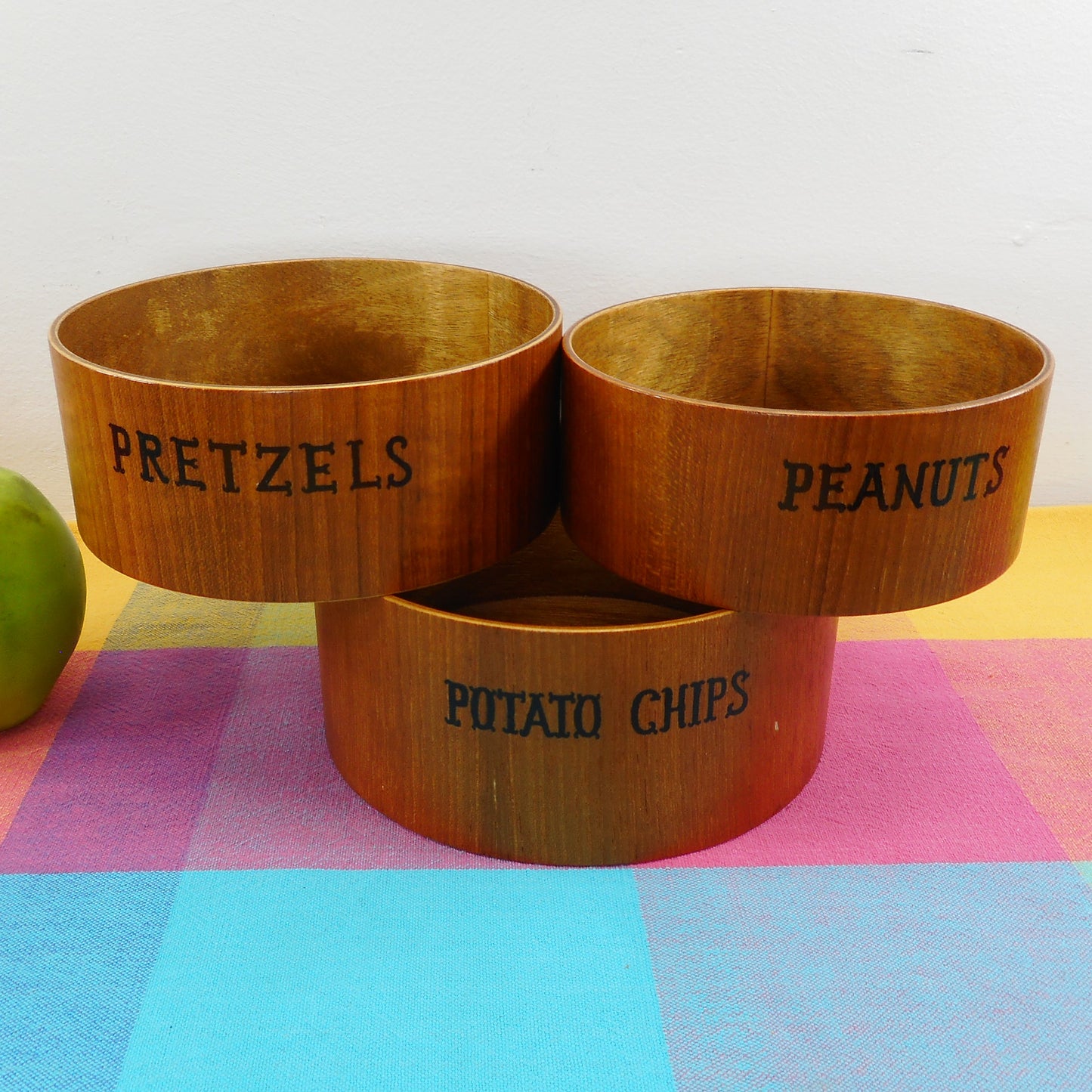 Giftware Luan Teak 3 Nesting Snack Bowl Set Peanut Pretzel Chips