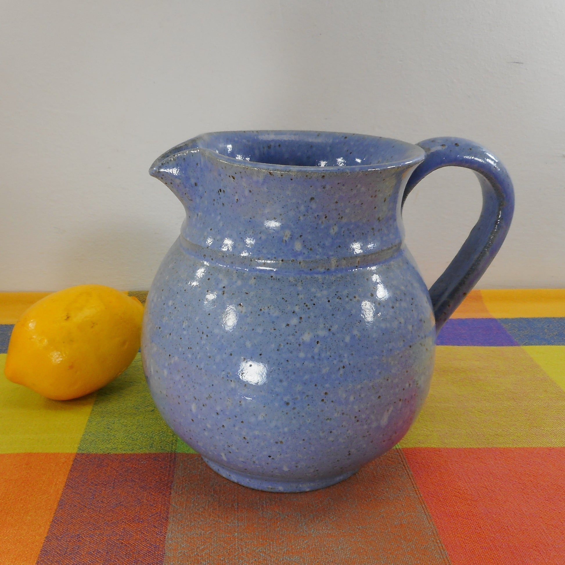 Devica Portugal Stoneware Pottery Blue Pitcher 6.5"
