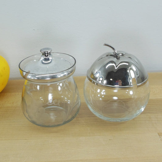 Unbranded England Silverplate Lid Cut Glass Mustard Jam Condiment Pots Jars