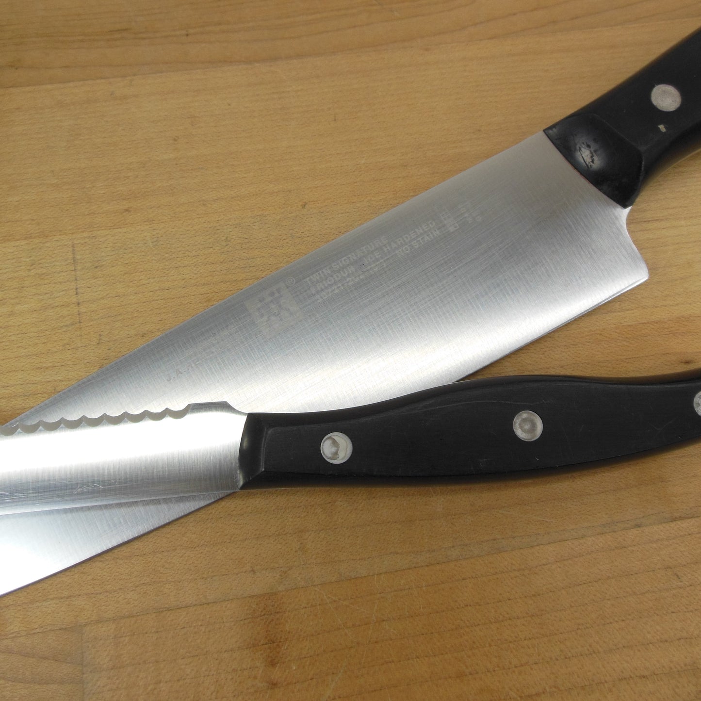 J.A. Henckels Germany Twin Signature 8" Chef & 5" Serrated Utility Knife Black Handle