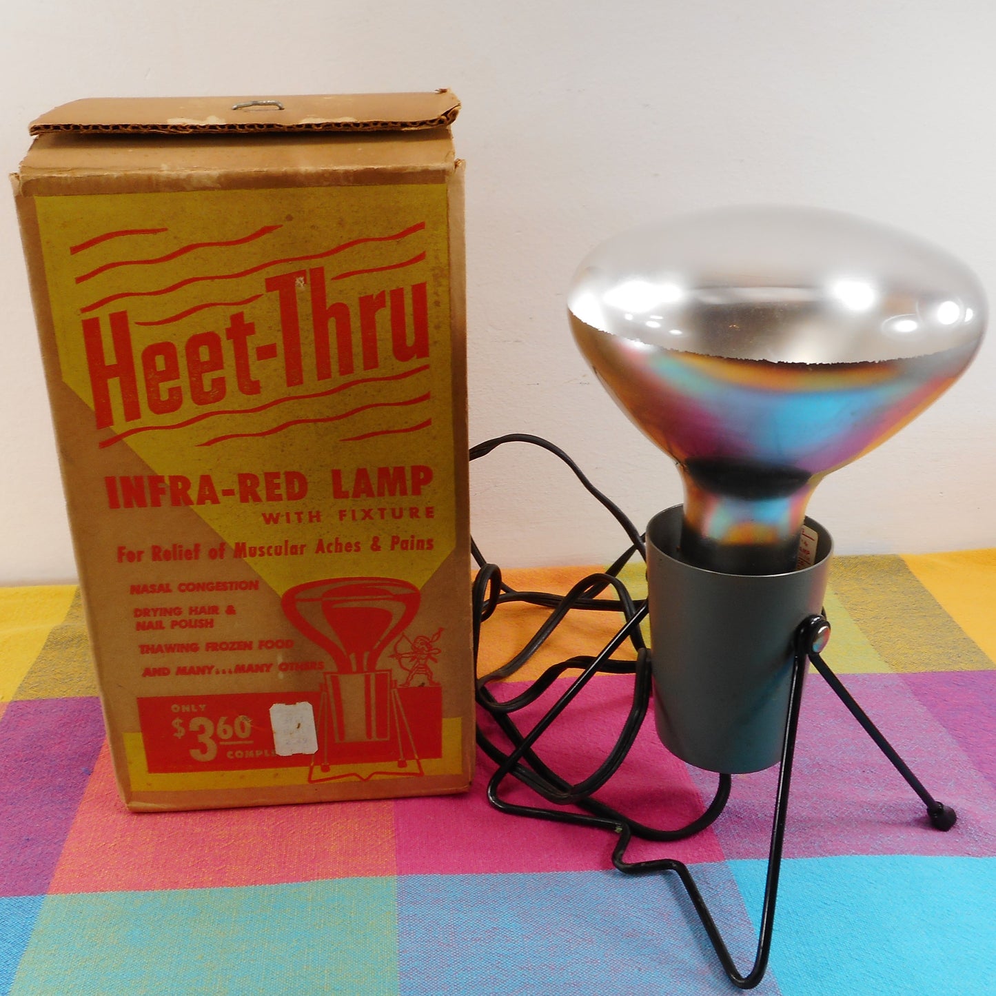 Heet-Thru Vintage Infra-Red Lamp Model LH-1 with Box - First Lamp Co. Toledo Ohio