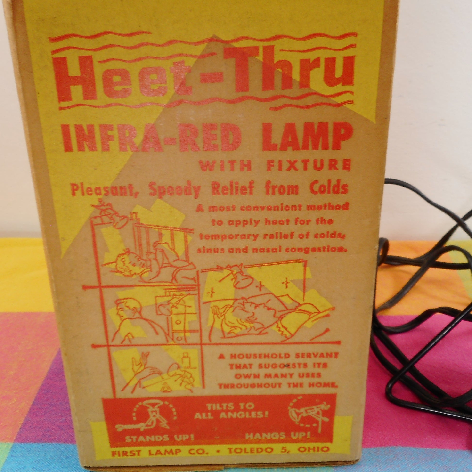 Heet-Thru Vintage Infra-Red Lamp Model LH-1 with Box - First Lamp Co. Toledo Ohio Used