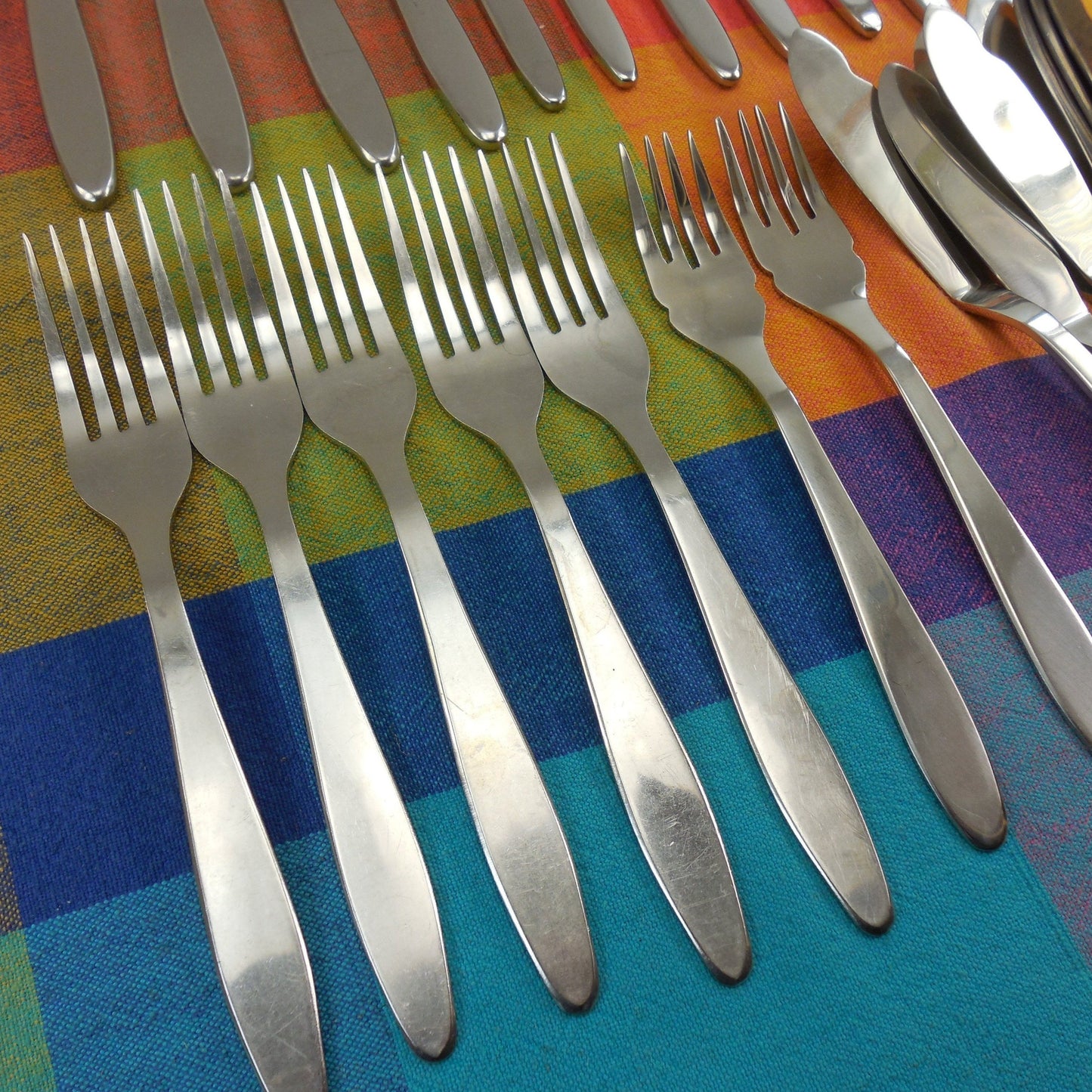 Herdmar & INOX.. Vintage 36 Pc. Lot MCM Stainless Flatware - Unknown Patterns... dinner forks