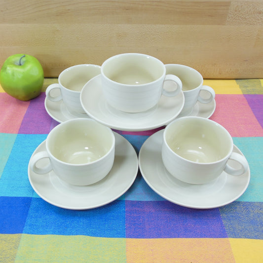 Hornsea England Concept Cream Tan Tableware - 5 Set Cups & Saucers