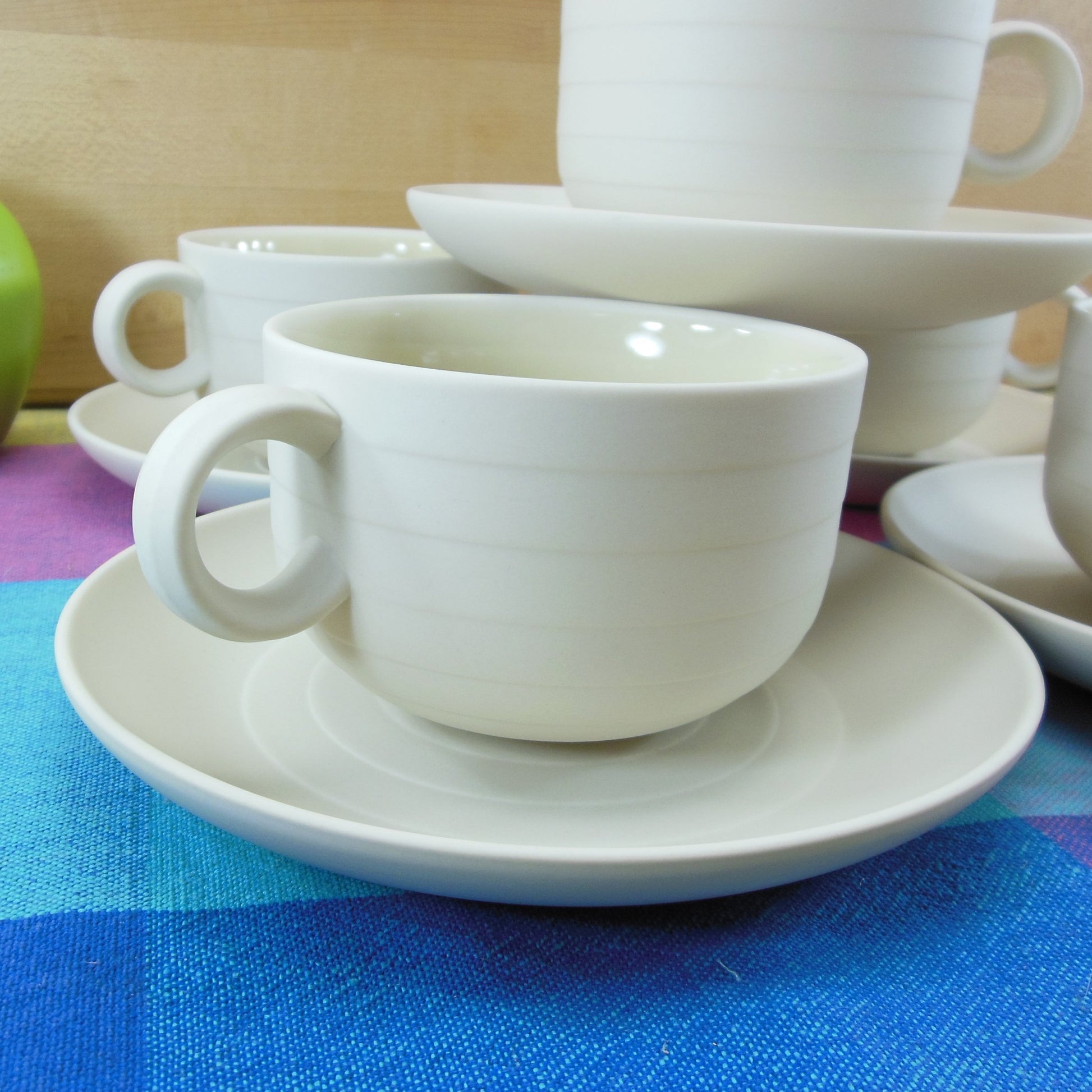 Hornsea England Concept Cream Tan Tableware - 5 Set Cups & Saucers Vintage