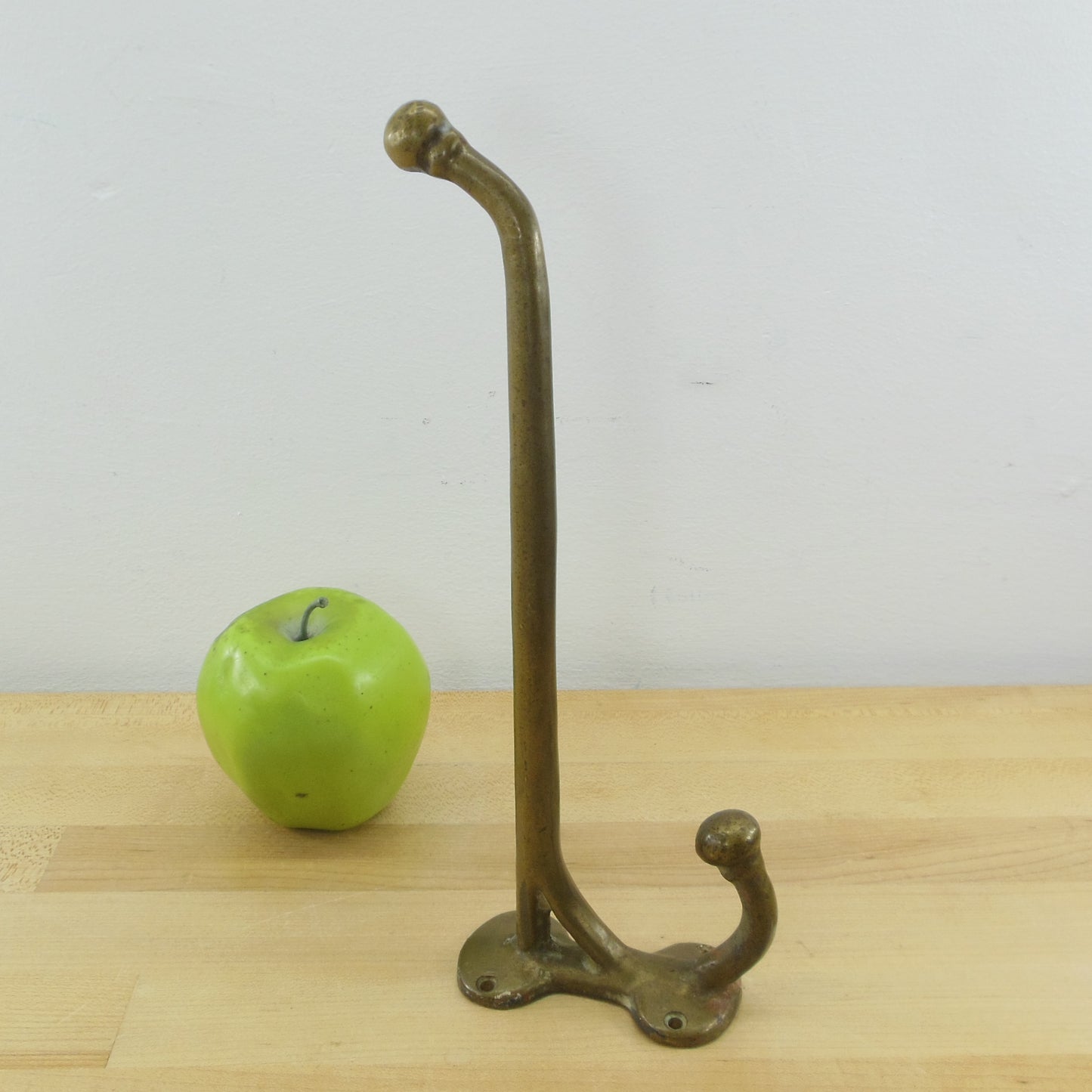 Heavy Brass 10" Coat Hat Hook Vintage Antique