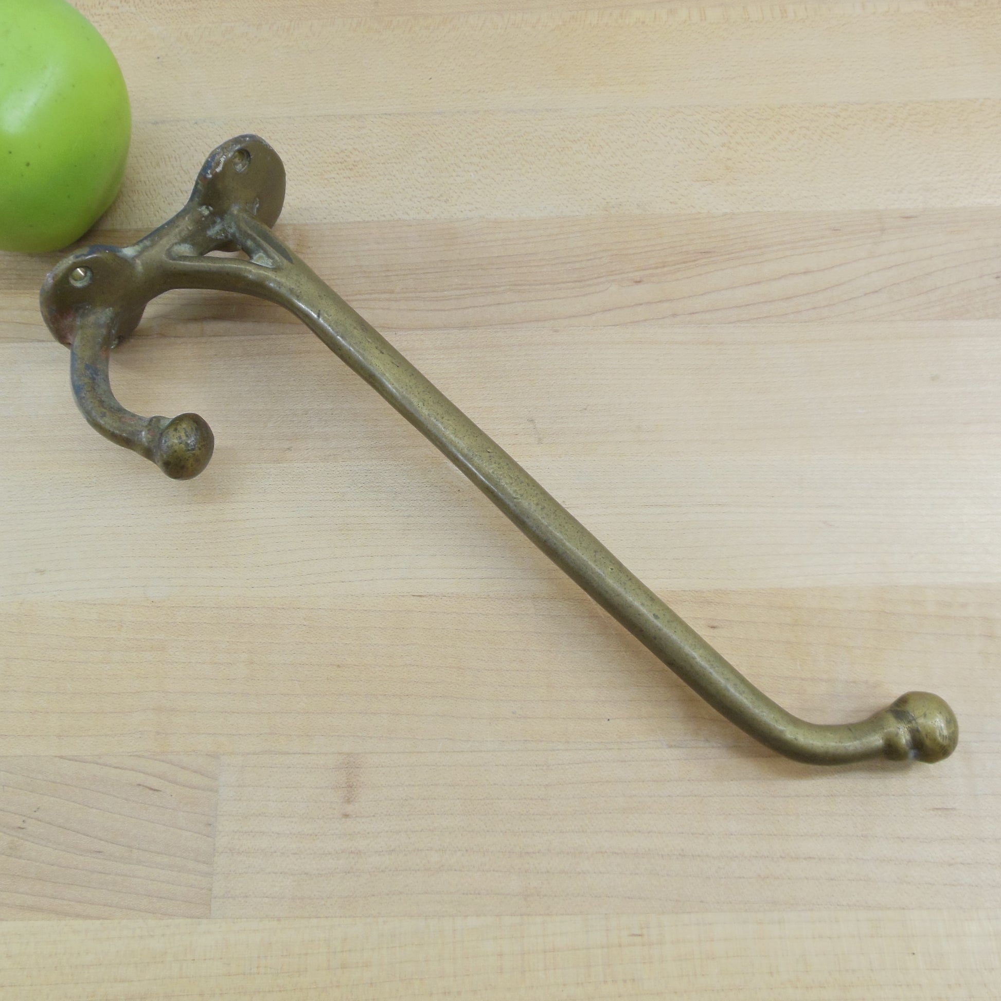 Heavy Brass 10" Coat Hat Hook Vintage