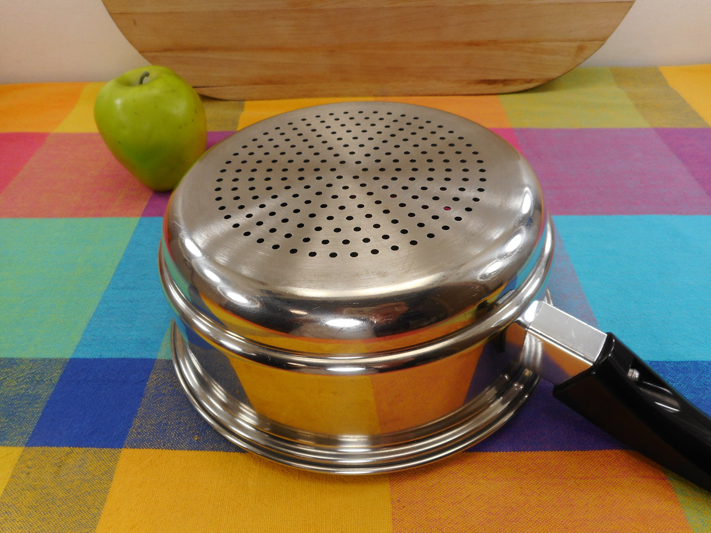Seal-O-Matic Stainless 8" Steamer Insert for Saucepans - Hook Handle Vintage