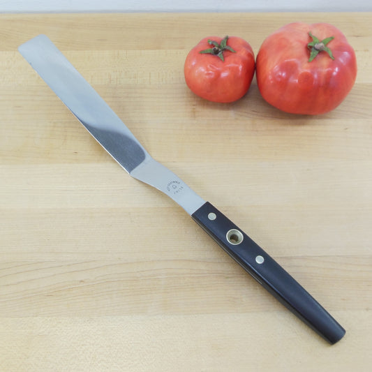 Flint Ekco Offset Icing Spatula - Long Black Handle Center Hole Vintage