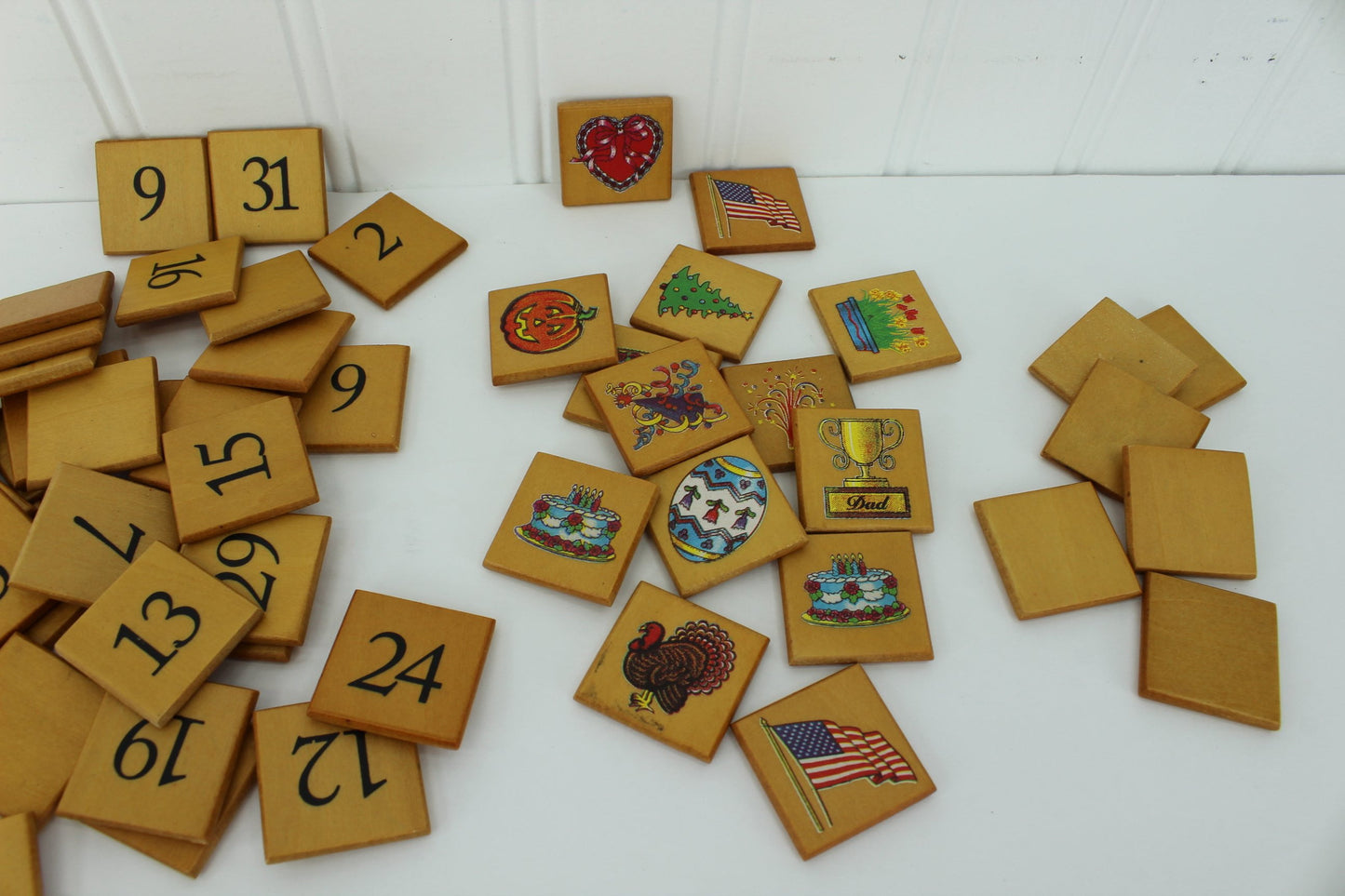 Wood Finished Beveled Tiles 54 Pictures Numbers Blanks Scrapbooks Collage Projects DIY 33 numbers