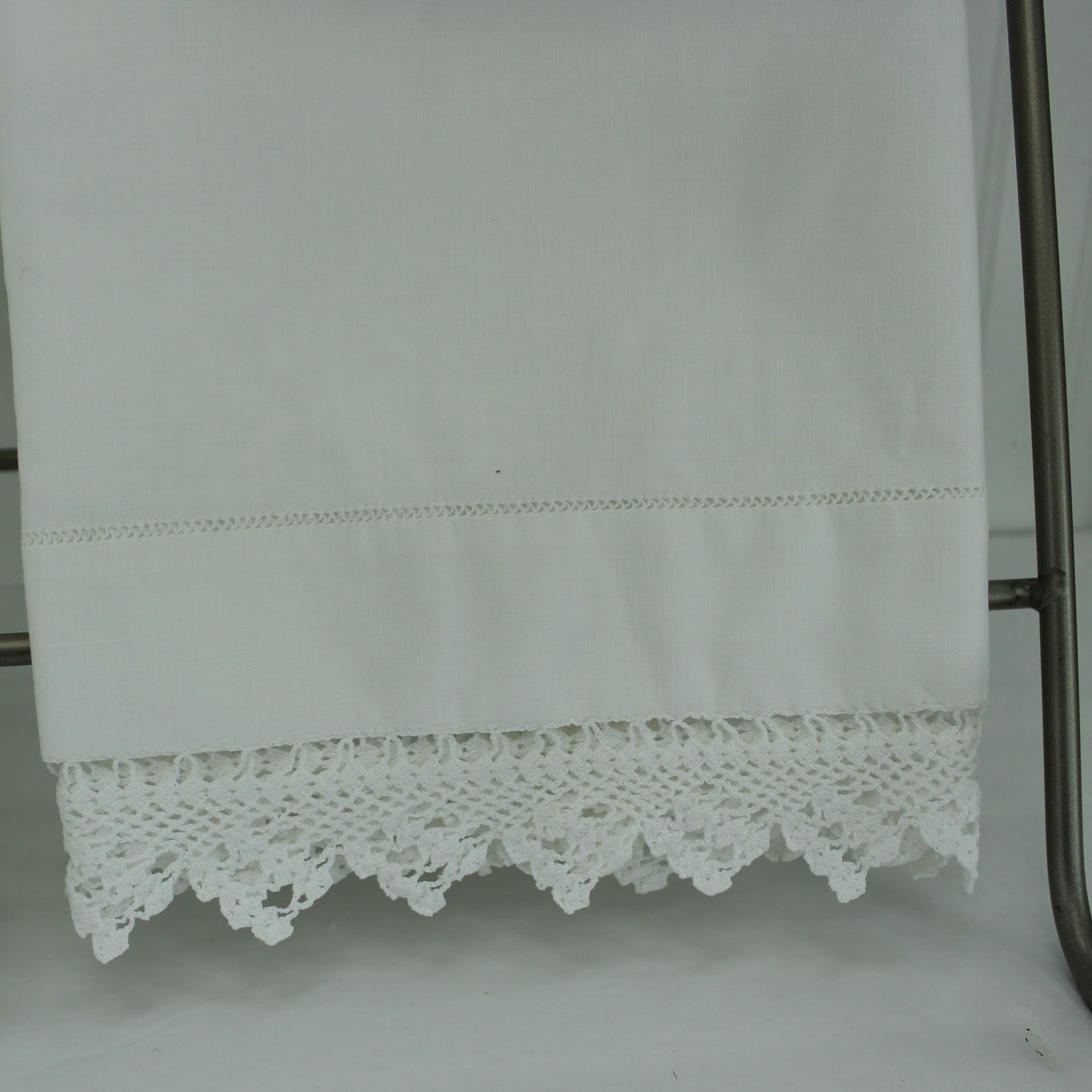 Collection 4 White Pillow Cases Hand Made DIY Repurpose Clothing pointed hand sewn to deep hem