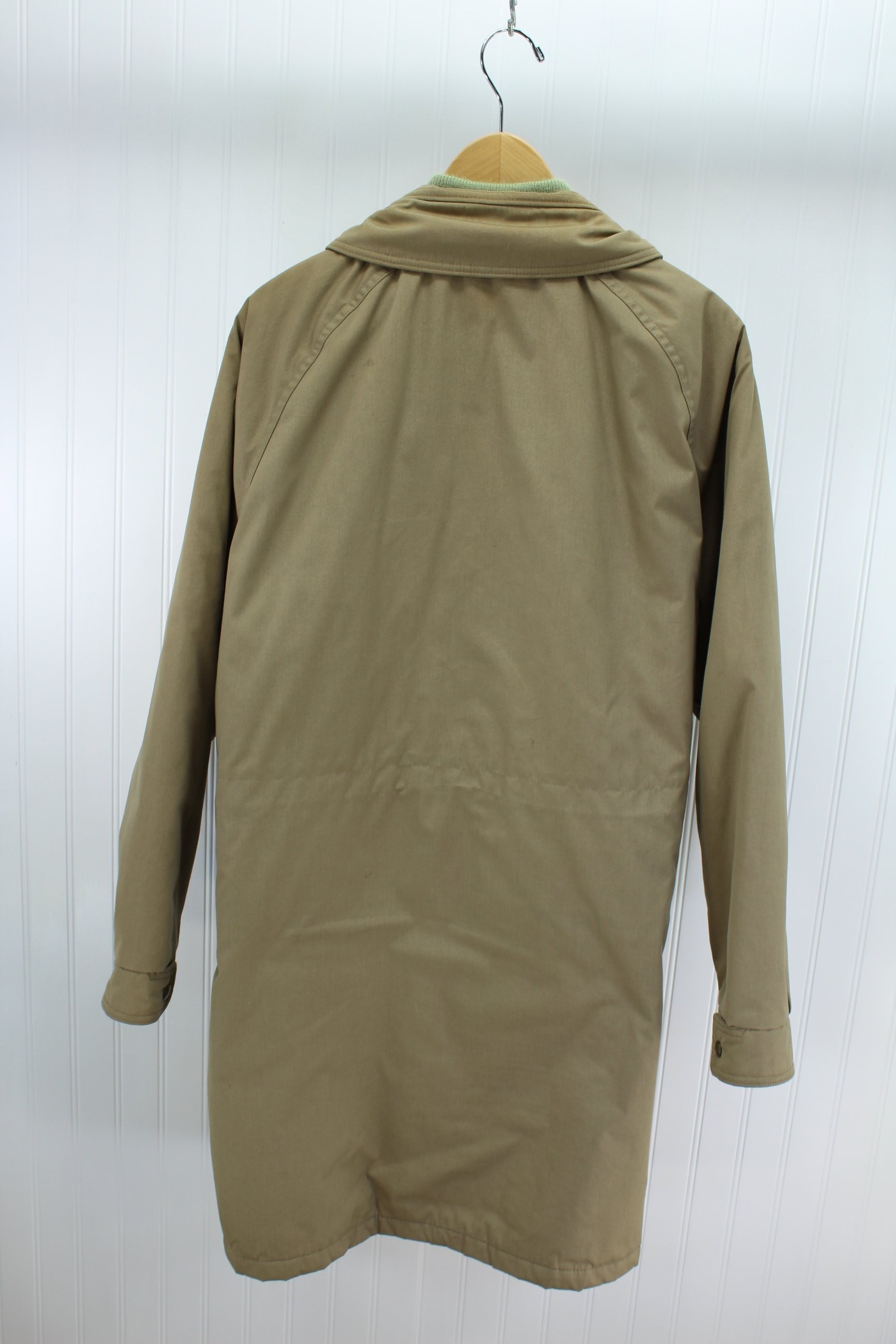 L L Bean Khaki Coat Vintage Mens Wool Plaid Lining Polyester Insulation tan