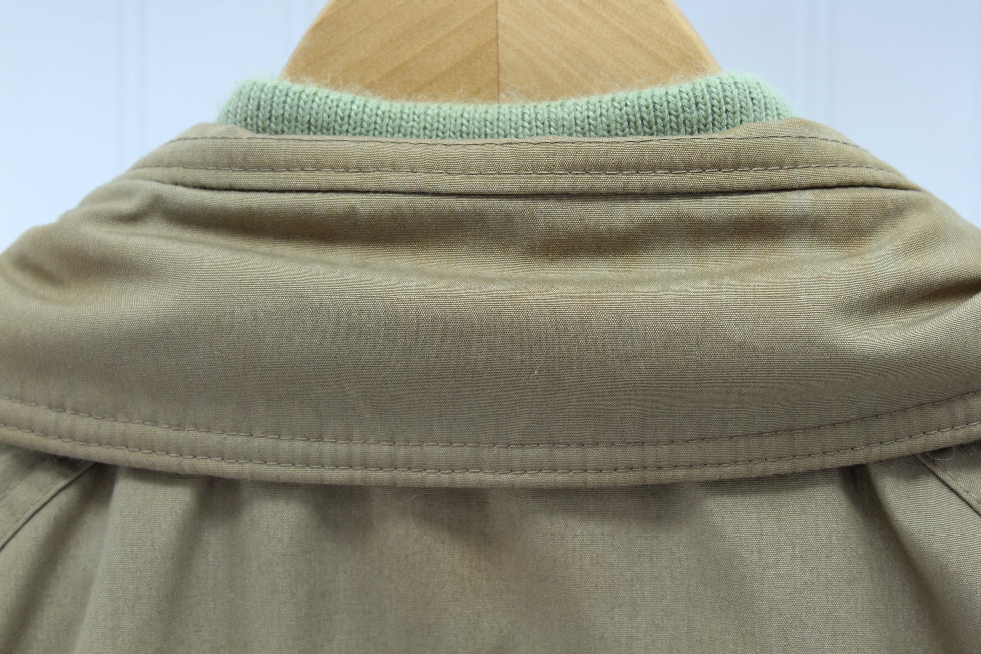 L L Bean Khaki Coat Vintage Mens Wool Plaid Lining Polyester Insulation very good