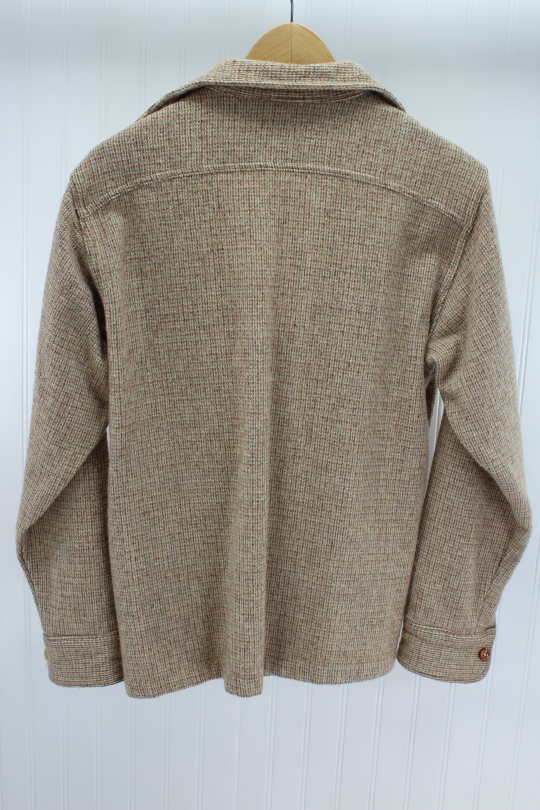 Woolrich Wool Shirt Boys XL Tweed Browns Greys Unisex OK Nice Warm geometric