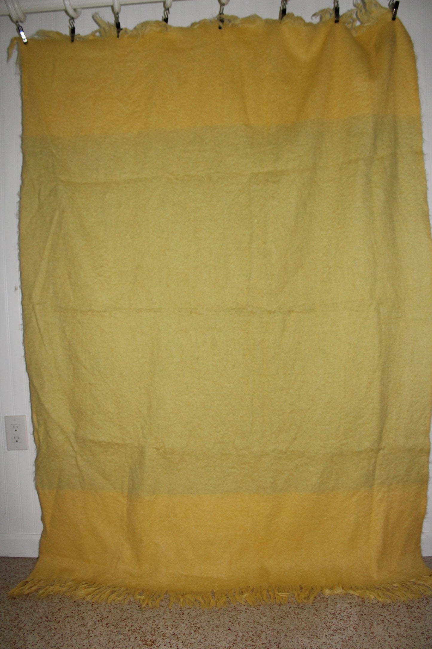 ADORATEX Mohair Blend Fringed Throw Muted Yellow Pale Green 52" X 70"
