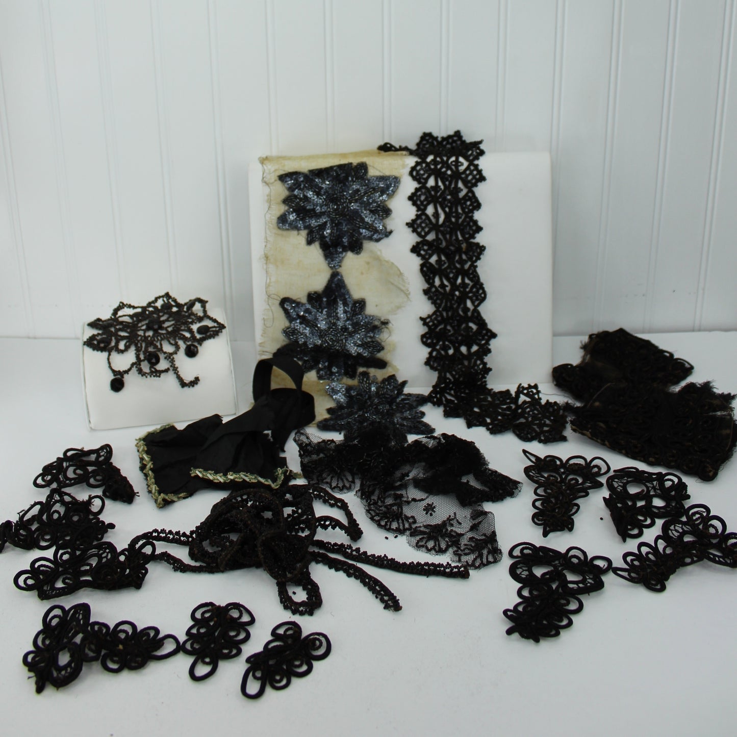 Collection Victorian Black Trim Beadwork Fragile Condition DIY Doll Clothes Purses