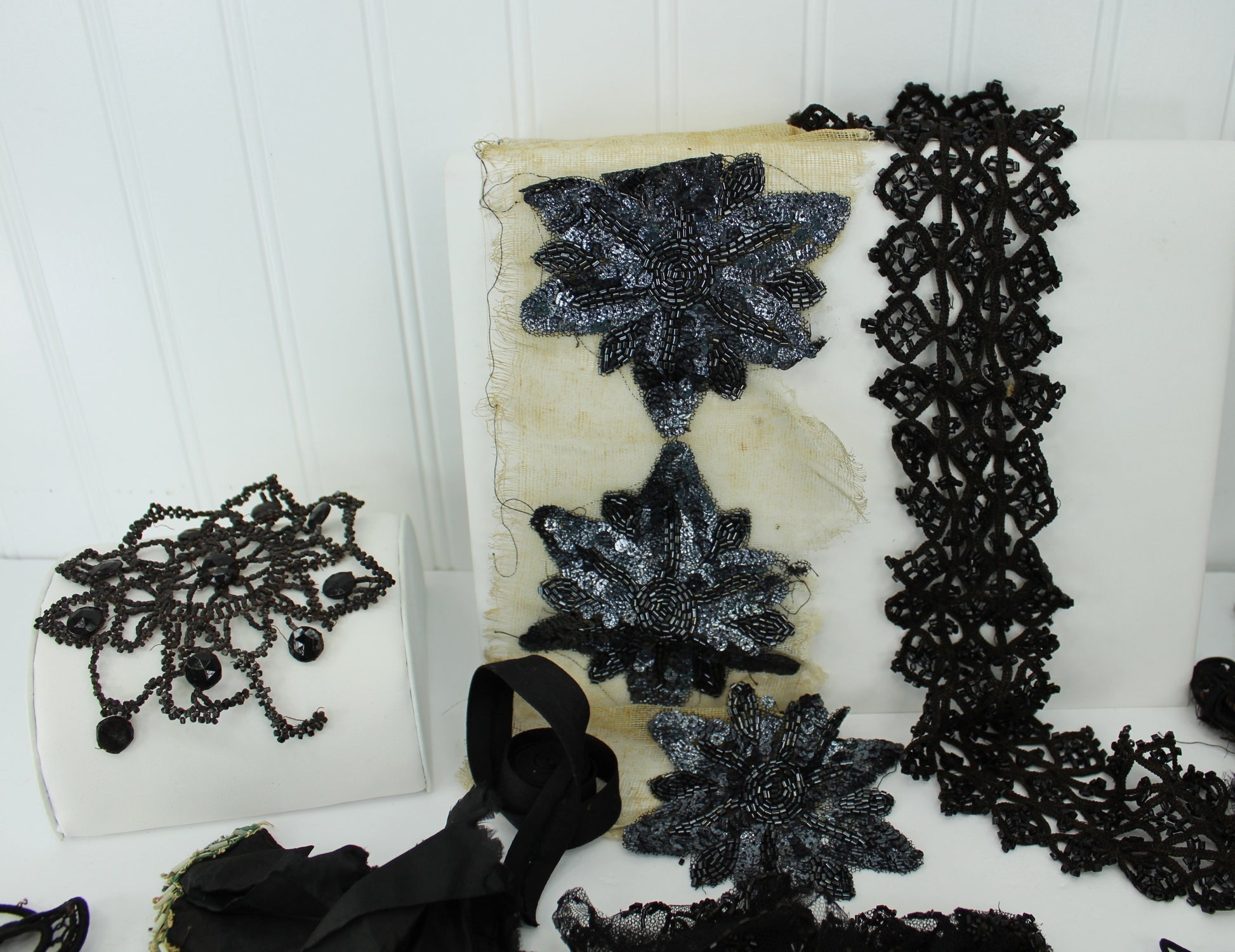 Collection Victorian Black Trim Beadwork Fragile Condition DIY Doll Clothes Purses  theater costume