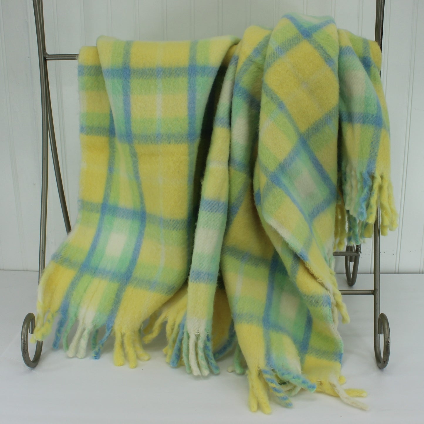 Cradlecraft Bebe Acrylic Baby Blanket Yellow Blue Plaid Crib Stroller cheerful plaid in soft acrylic