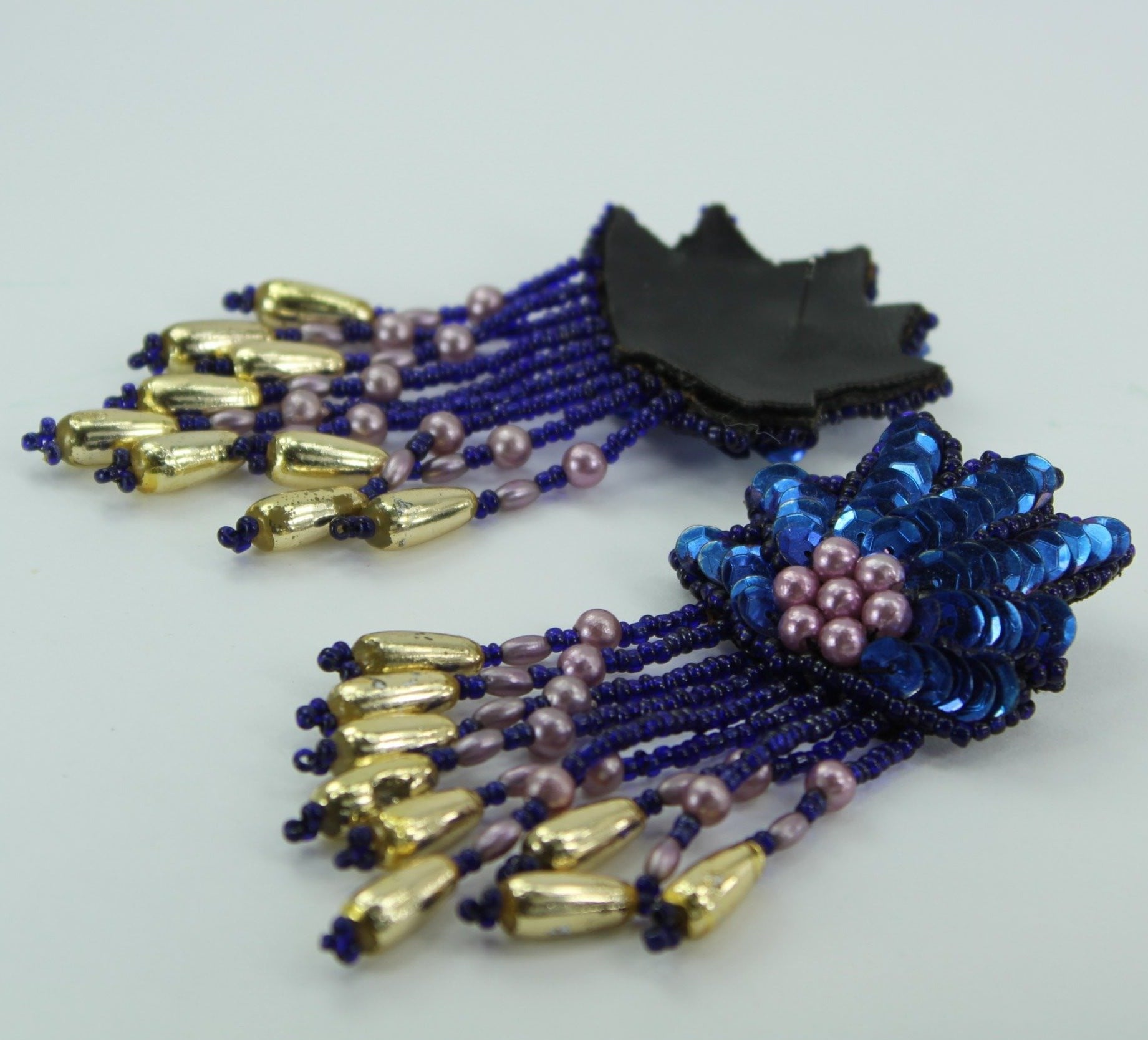 Hand Made Post Earrings Huge Sequin Beads Fandango 4" Length party earrings