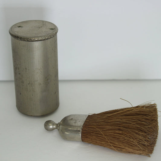 Vanity Bath Collectibles National Drug Metal Container Clothes Brush Natural Metal Screw Top