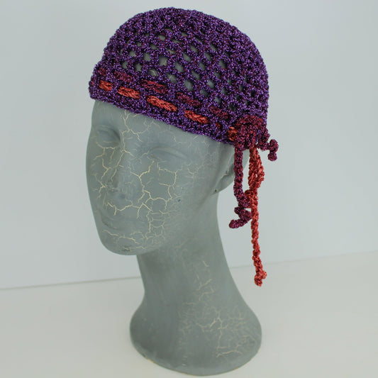 Sparkling Metallic Yarn Cloche Purple Peachy Cranberry