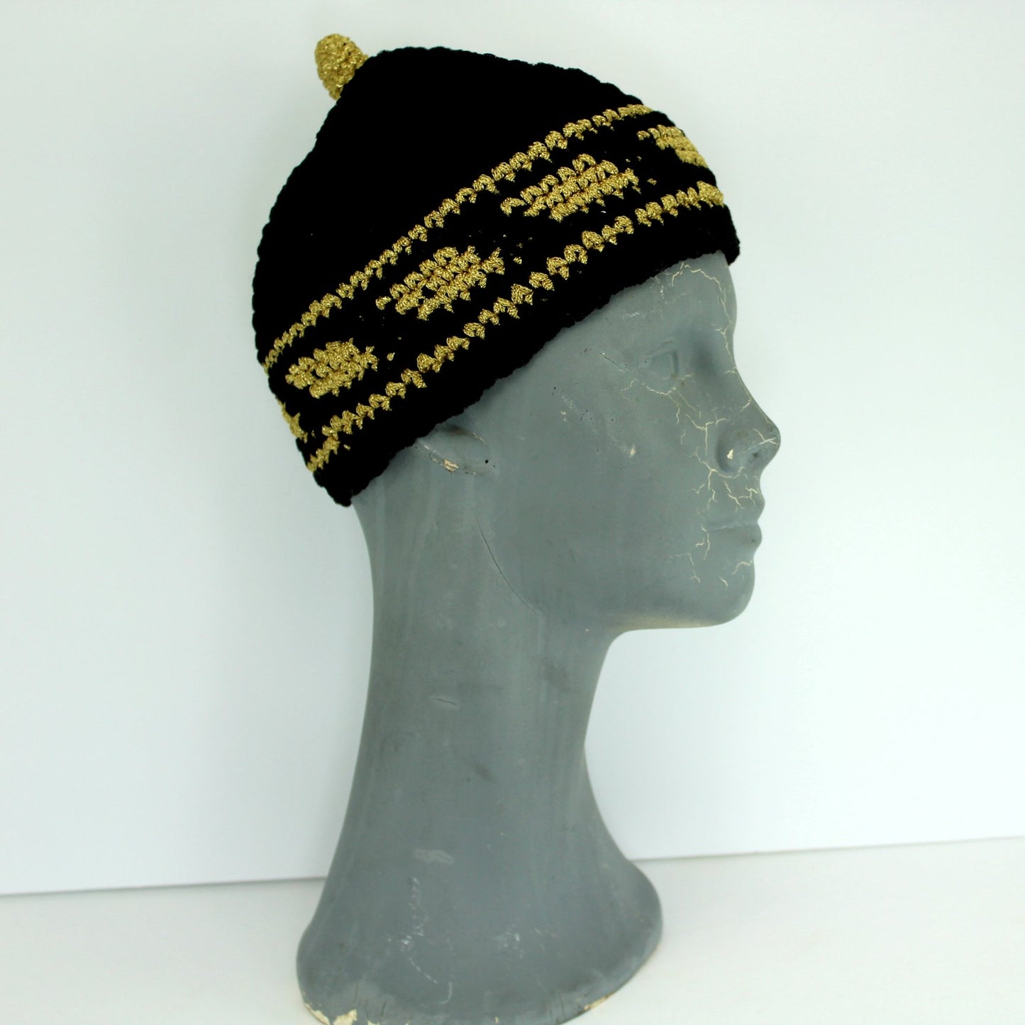 Black Cloche Sparkling Gold Trim Topnotch Made Italy nice side photo black cloche