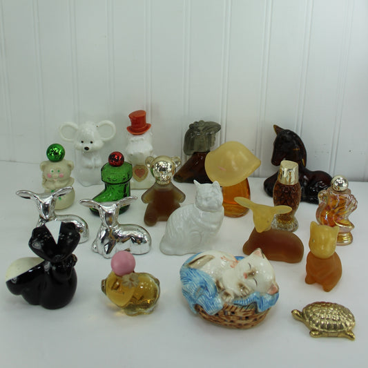  Avon Vintage Animal  Perfumes Bottles Owl Teddy Horse  Cats Skunk Holiday swan mouse