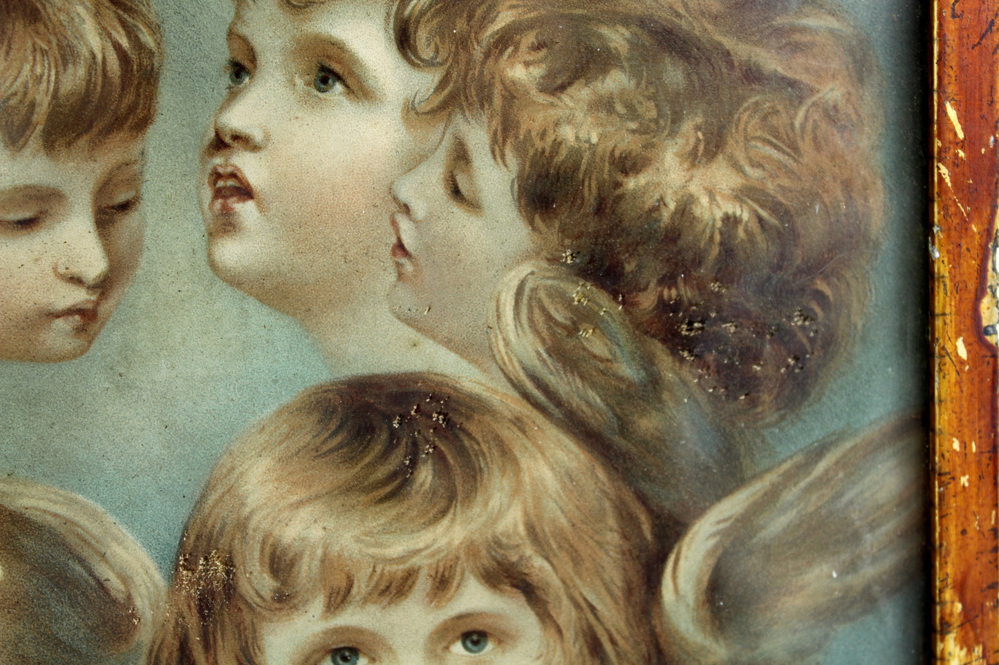 Raphael Tuck Cherub Choir Rafalithic Print Sir Joshua Reynolds Poem Fanny Borvers Reverse beautiful faces
