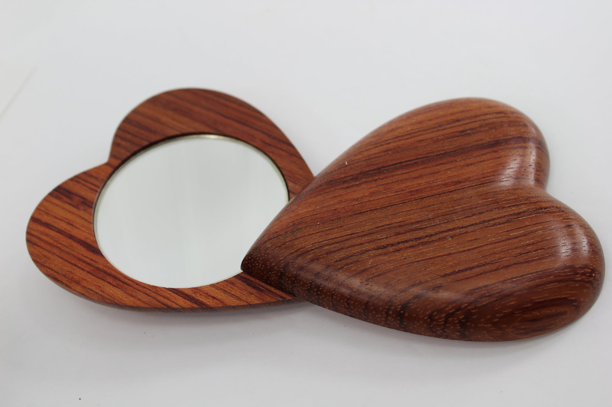 Exceptional Collection of 5 Unusual Vintage Vanity Pieces Luxor Nail Tin Hand Mirror Heart Wood Mirror hand made items