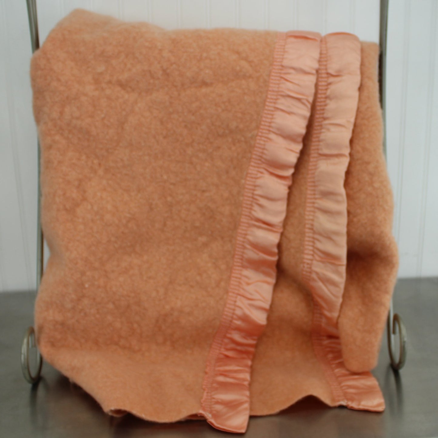 DIY  Heavy Wool Blanket Peach Color Cutter Felting Sewing very heavy dense wool