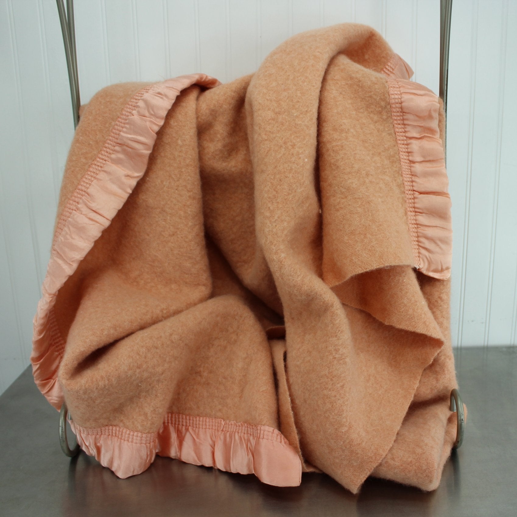 DIY  Heavy Wool Blanket Peach Color Cutter Felting Sewing purses vest