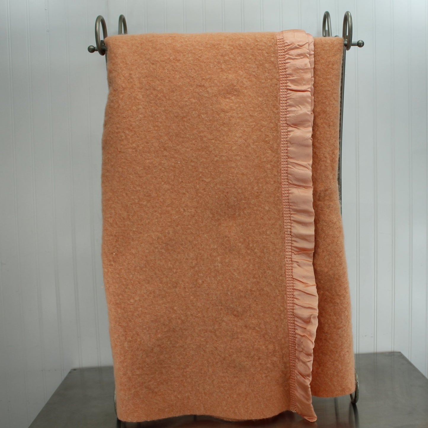 DIY  Heavy Wool Blanket Peach Color Cutter Felting Sewing usable but not rectangular