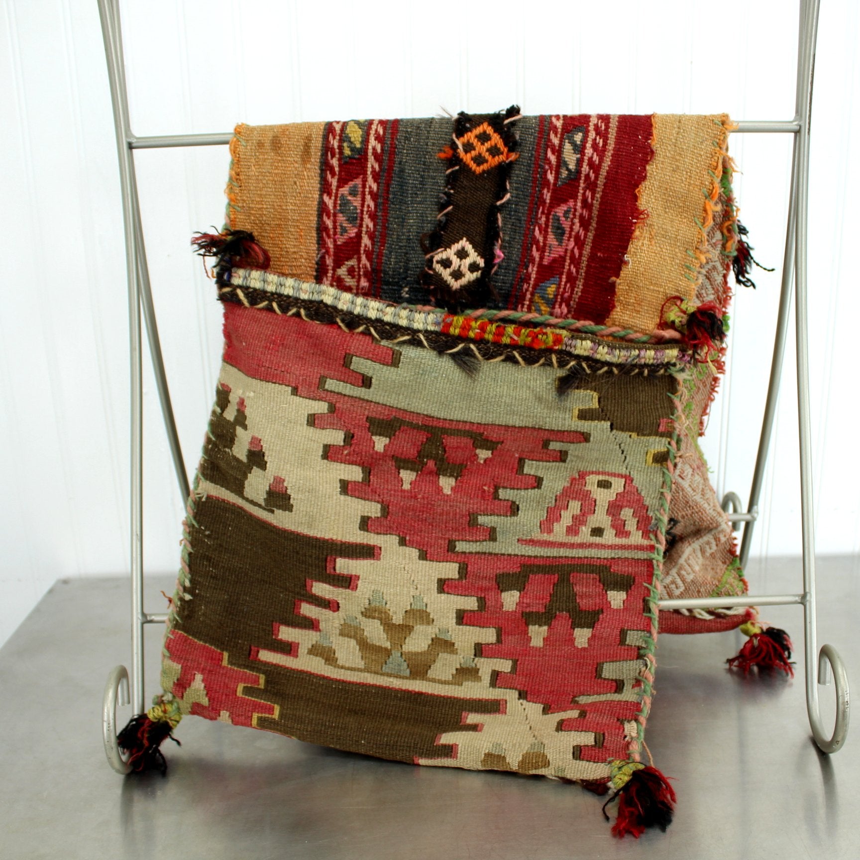Old Camel Saddle Bag Kilim Hand Woven Used Shabby Authentic Decor Item