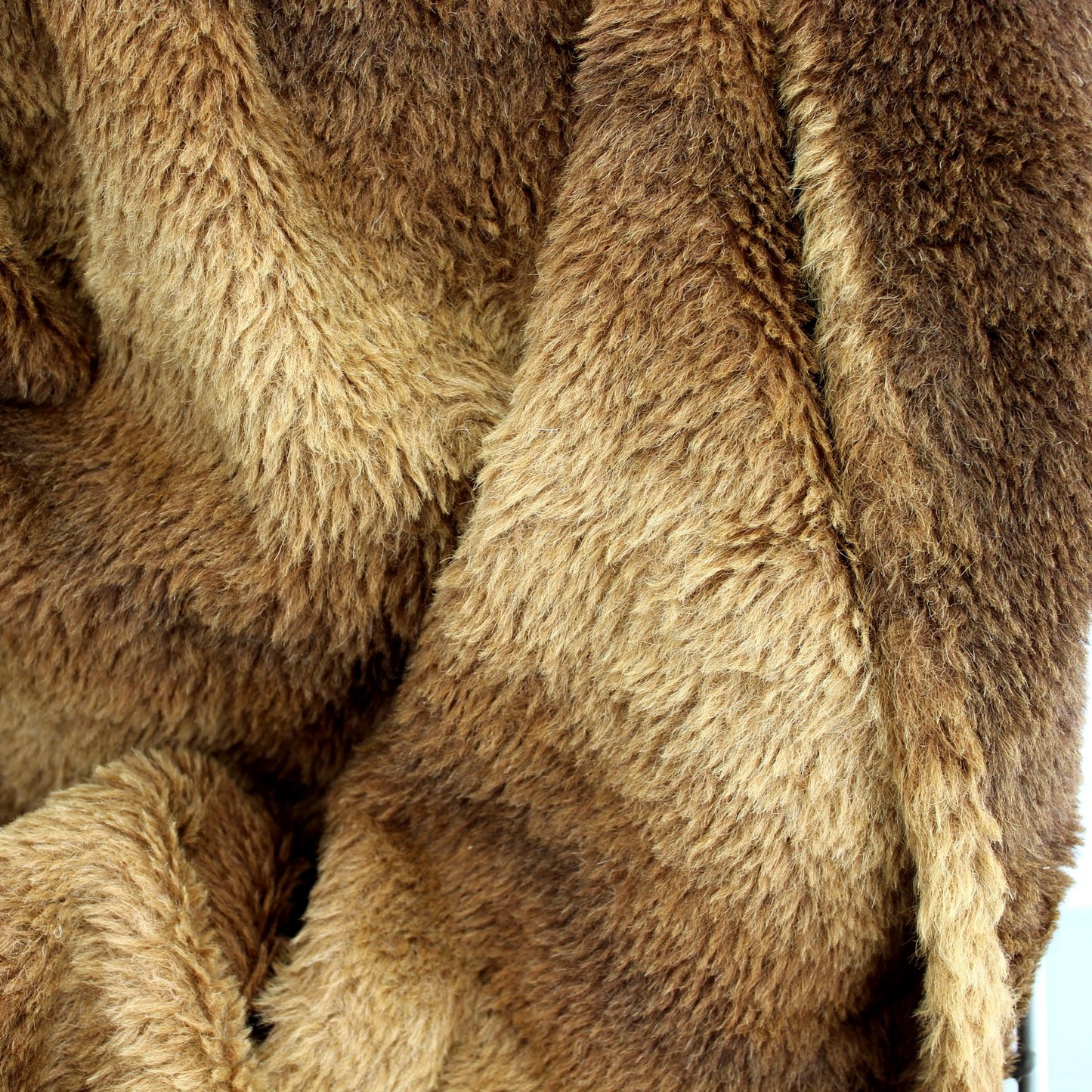 Antique Alpaca Wool Blanket Abercrombie Fitch Handsome Shades Brown closeup fur nap