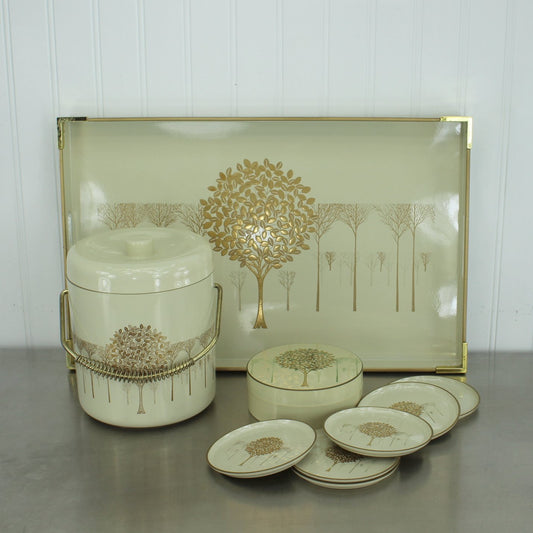 Otagiri Golden Mist Set Tray Coasters Ice Bucket Mid Century Japan