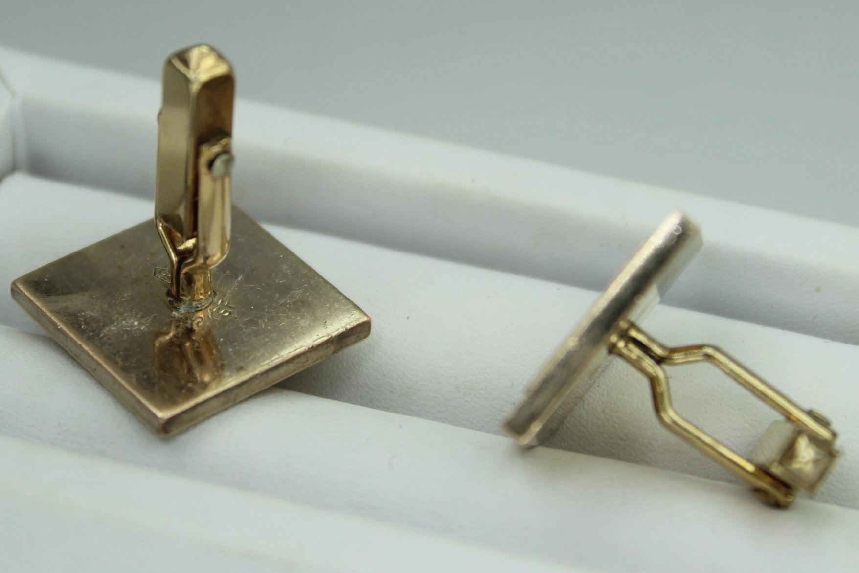 Vintage Cuff Links Swank Etched 12K GF Square Heavy 3/4" mid century