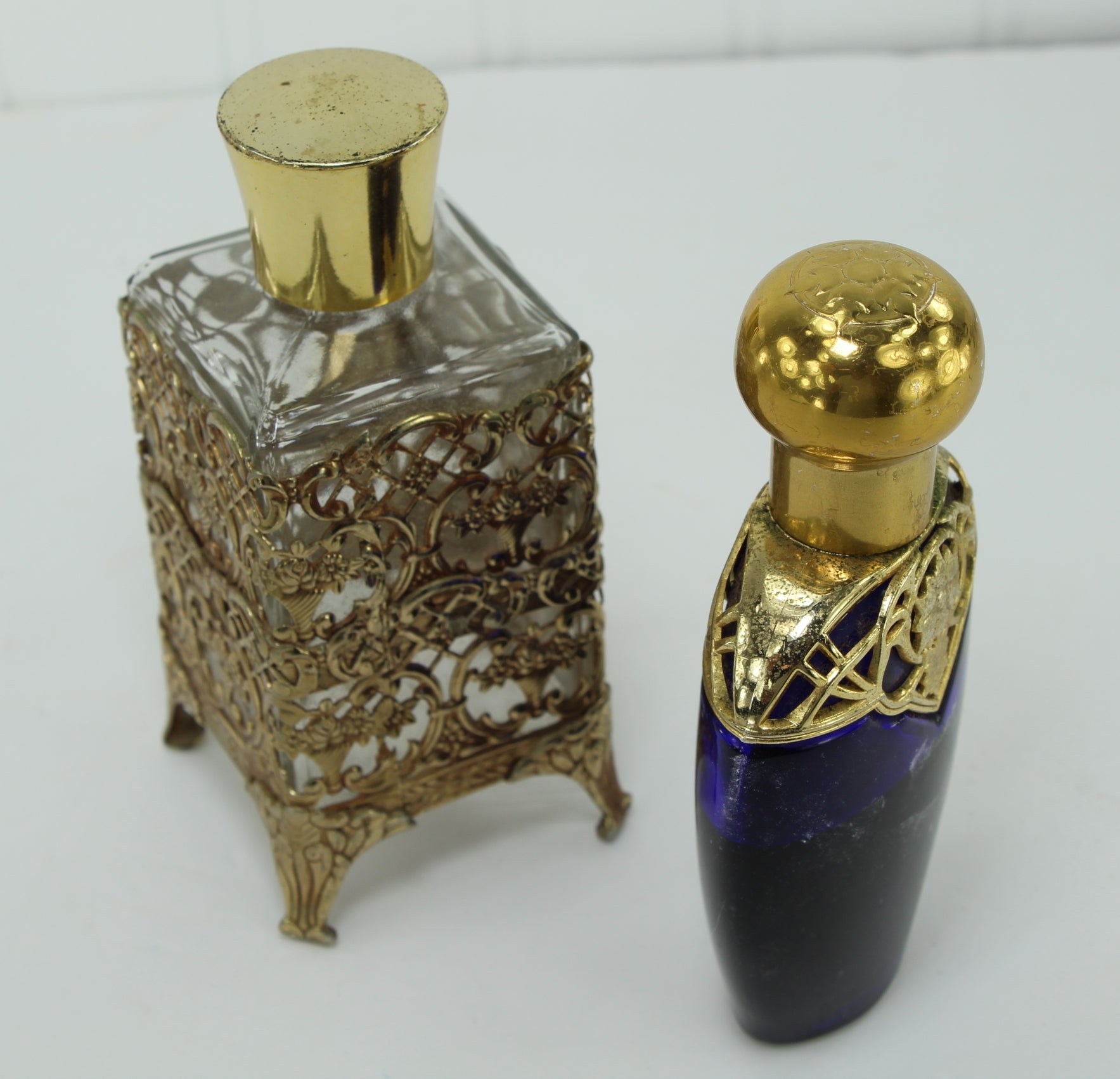 Avon Mesmerize Cobalt Bottle & Rococo Vanity Bottle estate collection