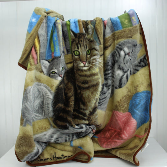 Northwest James Hautman Polyester Plush Throw Blanket Cat Kitten Yarn