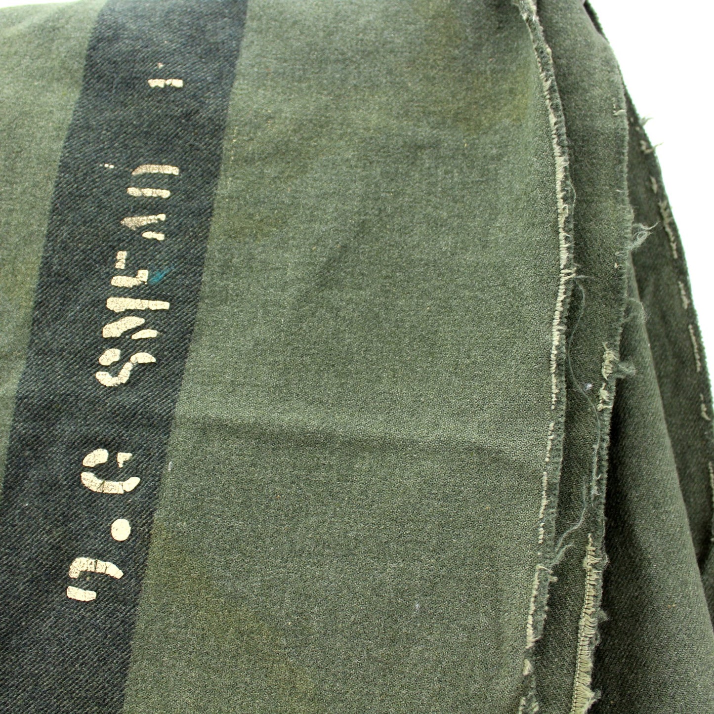 Old Military Style Wool Blanket Partial Name Imprint Use or Repurpose partial name