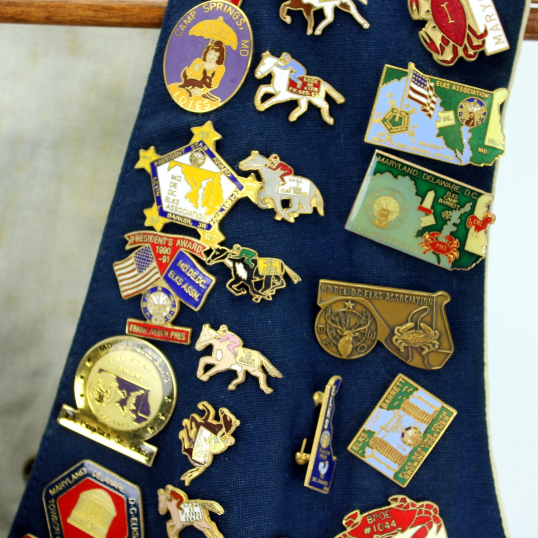 BPOE Elks Collectible Vest 240+ Unique Pins Medals Elks Memorabilia Most States Pins ky camp springs md delaware