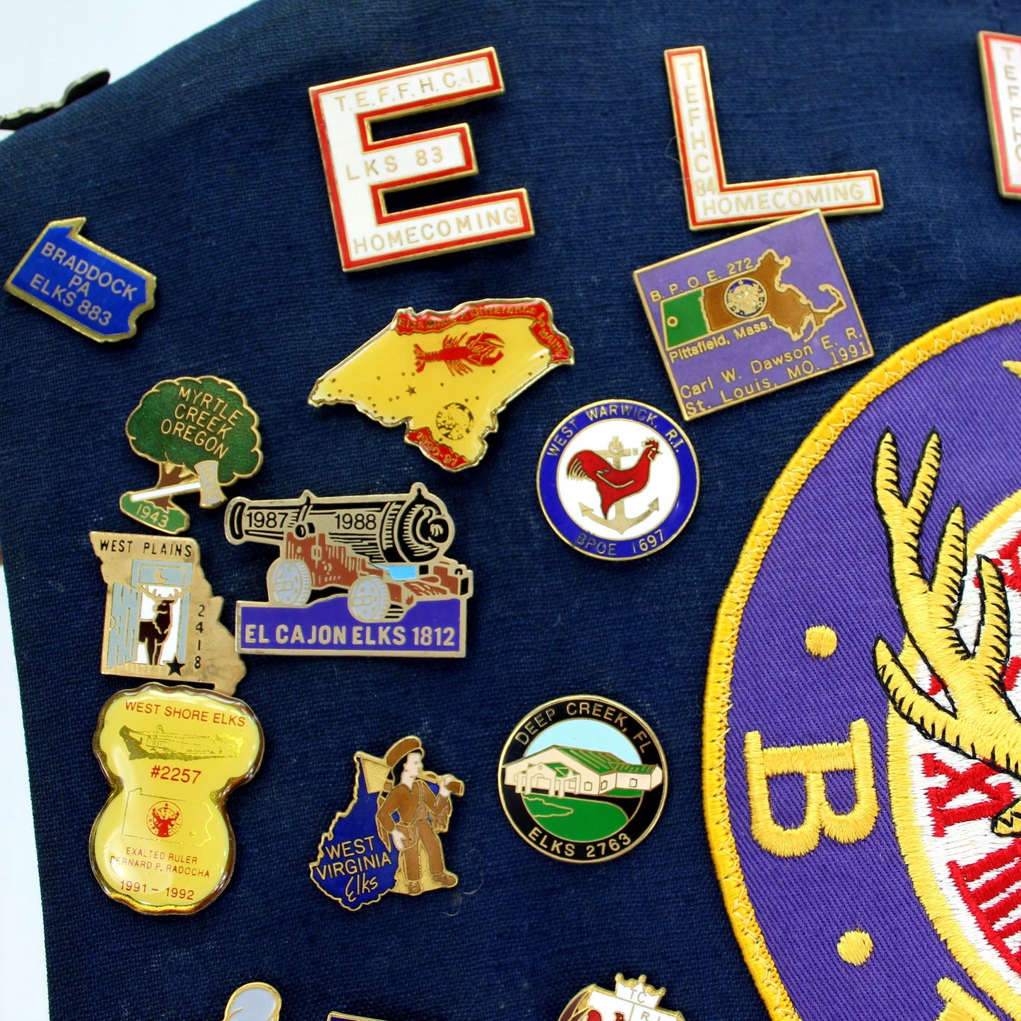 BPOE Elks Collectible Vest 240+ Unique Pins Medals Elks Memorabilia Most States Pins el cahon elks