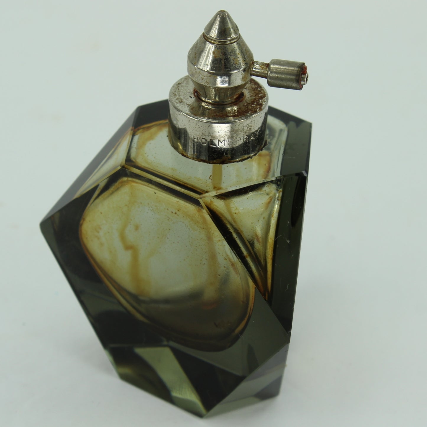 Vintage Holmspray Perfume Bottle Smoke Crystal Art Deco Made in Chartley Massachusetts USA