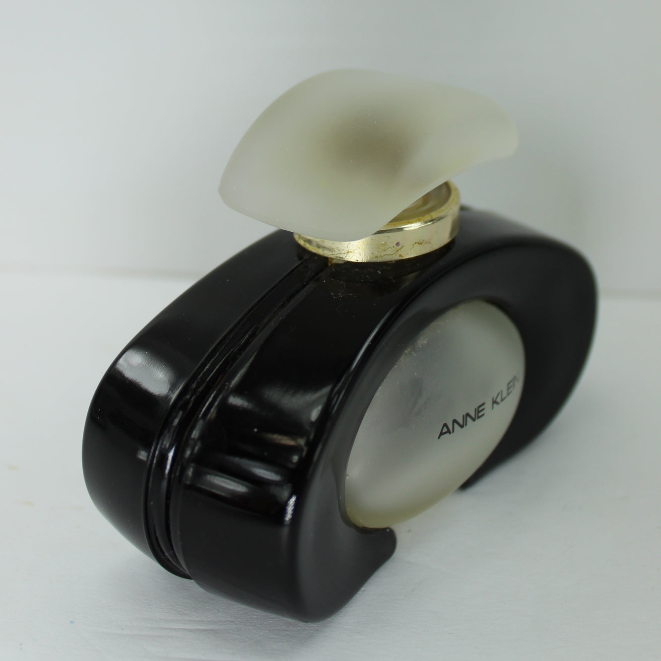 Vintage 1984 Anne Klein Art Deco Empty Collectible Black Frosted Bottle Parlux gorgeous bottle for display refill