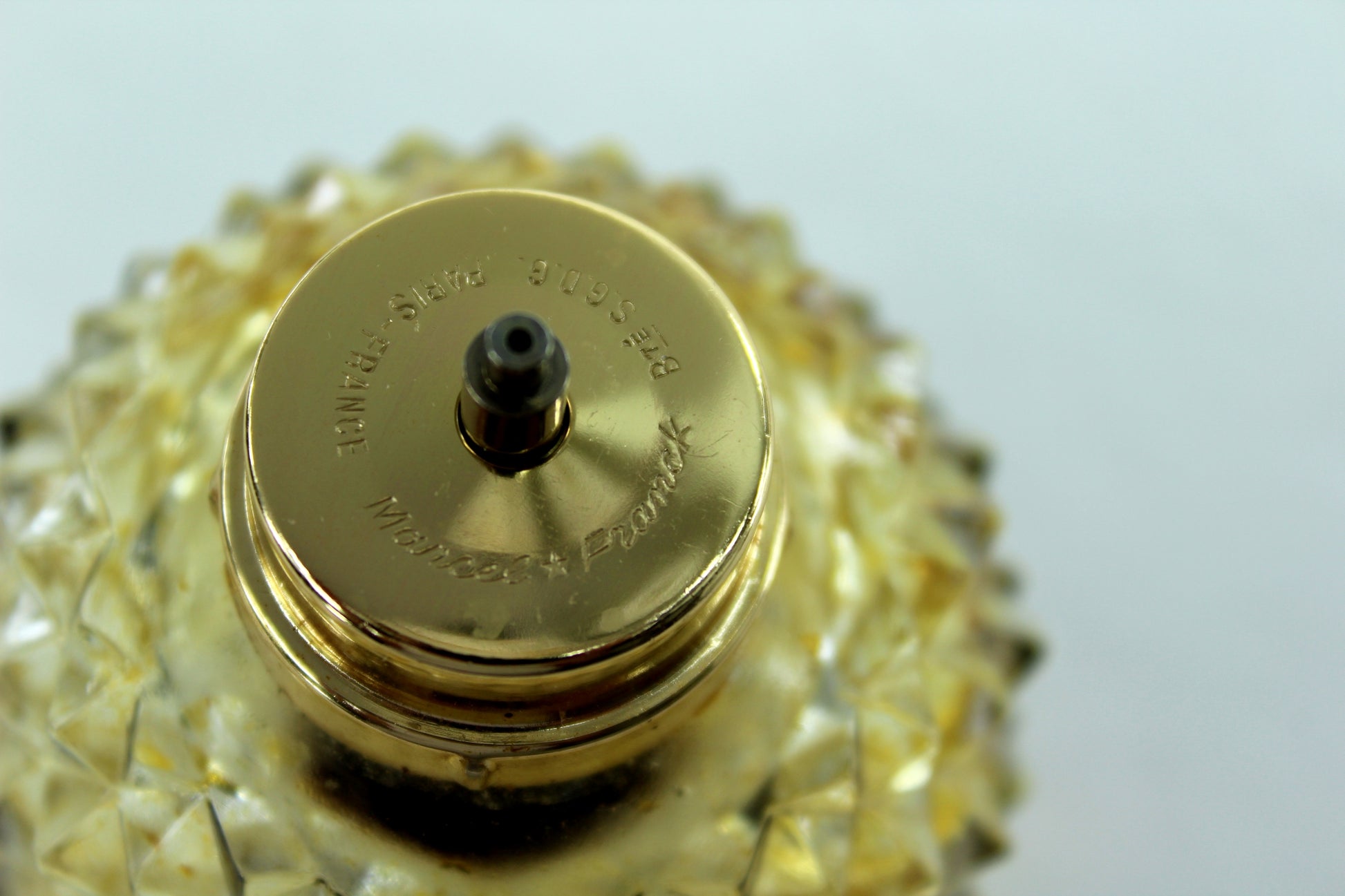 Vintage Before 1968 Marcel Franck Hobnail Perfume Bottle Empty engraved mmaker name under cap