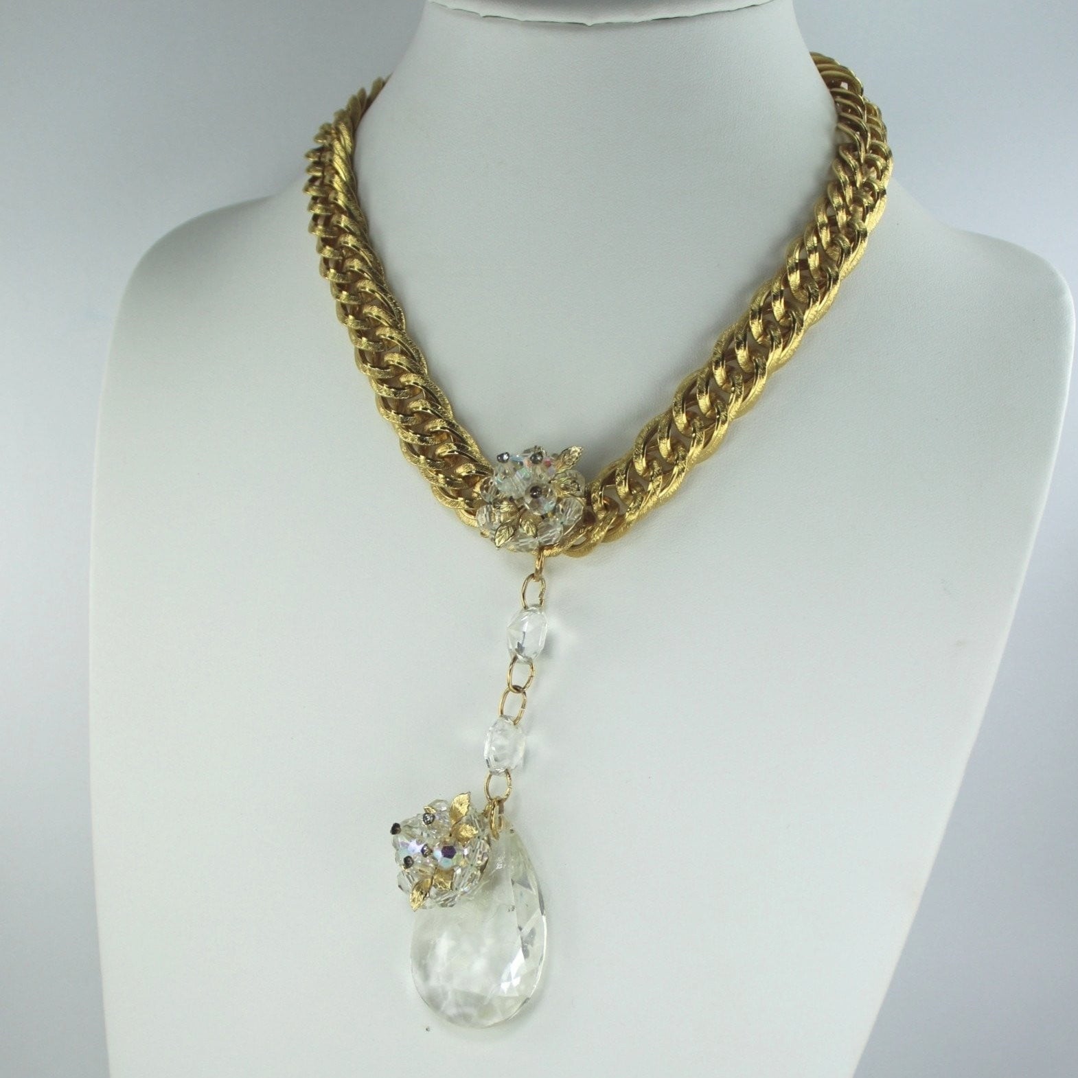 Vintage New Prism Necklace Patzi Re-Design RS Heavy Gold Tone Chain