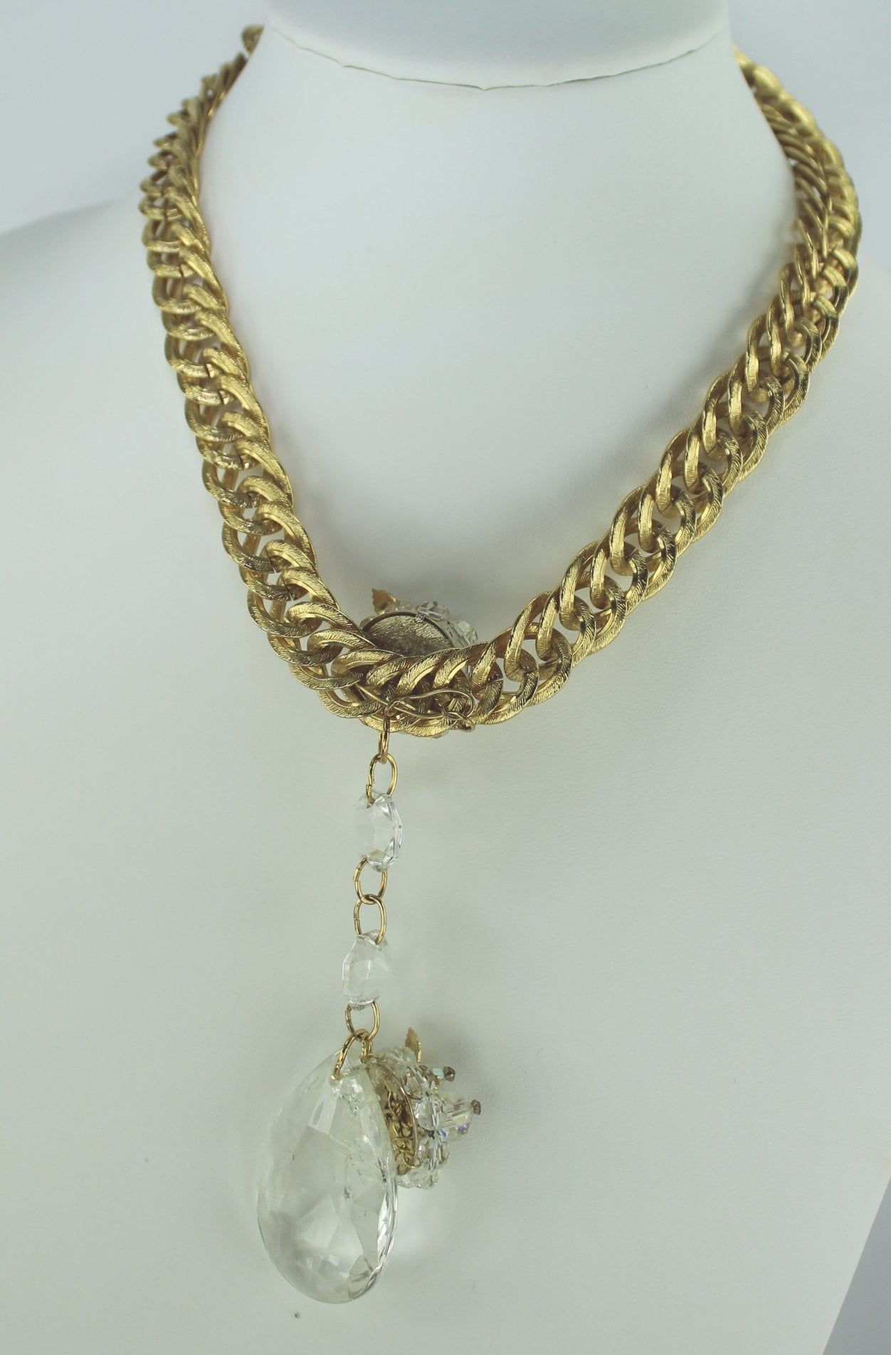 Vintage New Prism Necklace Patzi Re-Design RS Heavy Gold Tone Chain runway