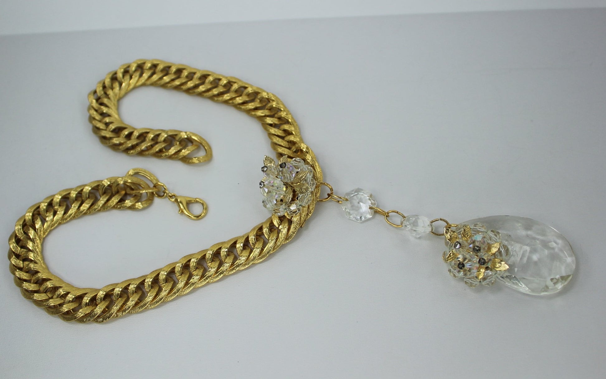 Vintage New Prism Necklace Patzi Re-Design RS Heavy Gold Tone Chain wedding