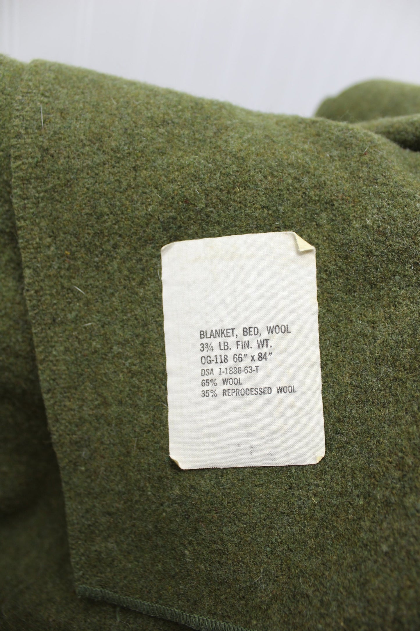 Vintage Military Style Camp Blanket Army Olive Green cabin