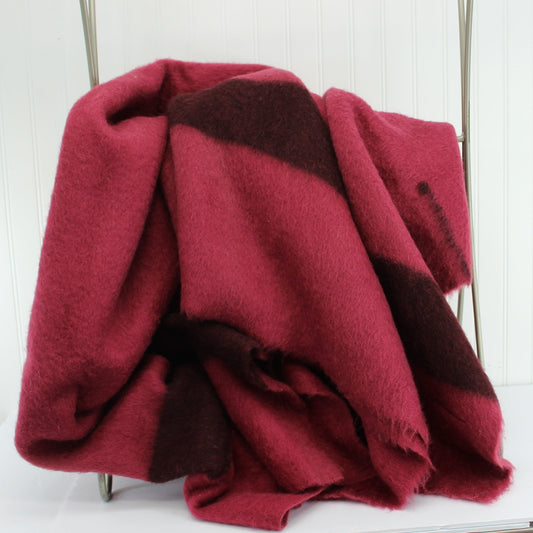 Rare Hudson Bay Wool Blanket 4 Point Cranberry  69" X 91" Weight 6# Excellent