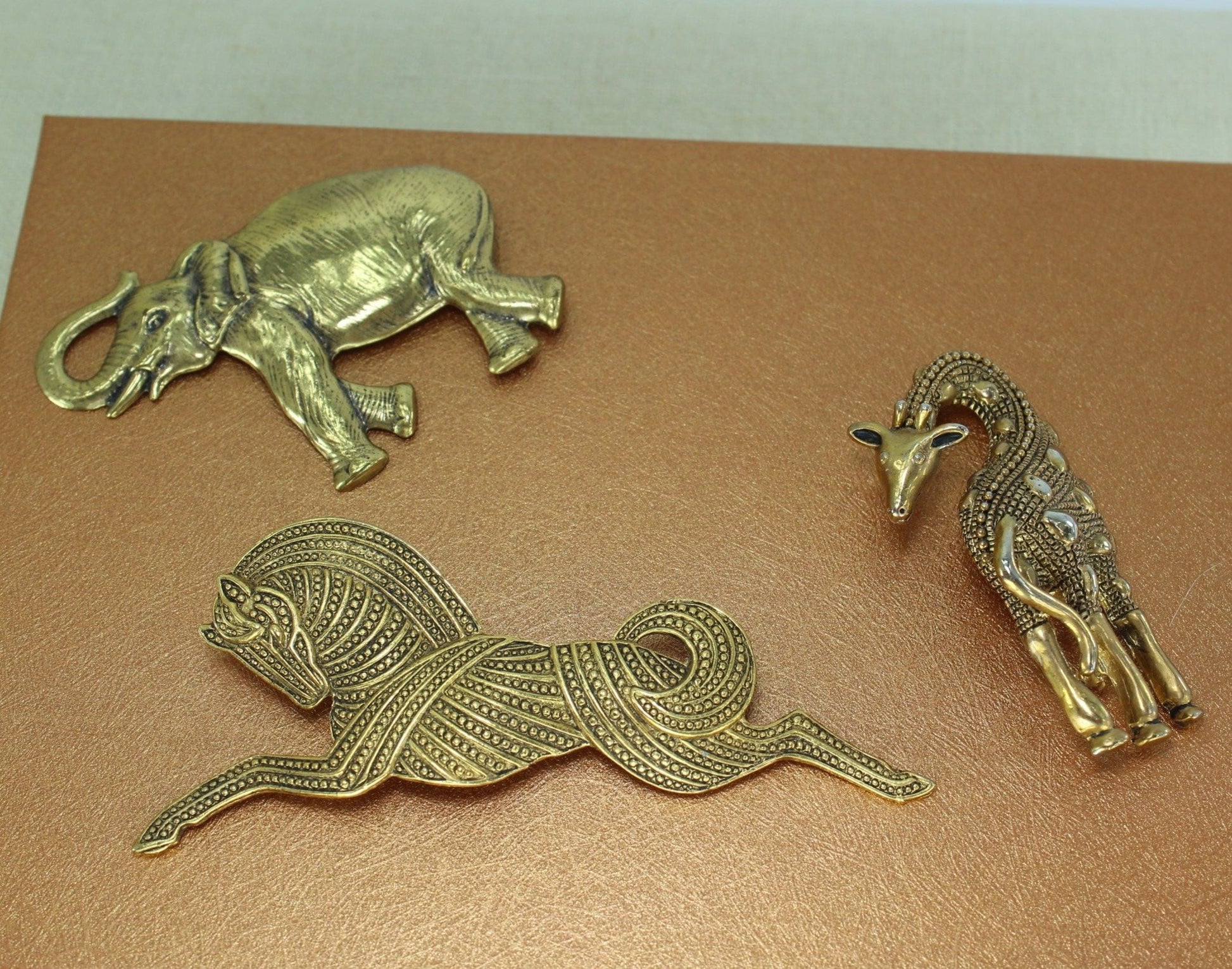 Jewelry Lot 437- Animal Vintage Pins Lot 3 Unique Giraffe Stylized Horse Elephant  from Estates - Olde Kitchen & Home